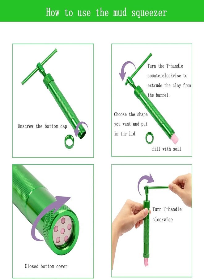 BAKING SET مجموعة أدوات الخبز: مكبس طين من الفولاذ المقاوم للصدأ، مكبس عجينة السكر، مجموعة أدوات تزيين الكيك والفوندان، مكبس طين السيراميك والفخار، خلاطات ومكابس (أخضر) - Image 2
